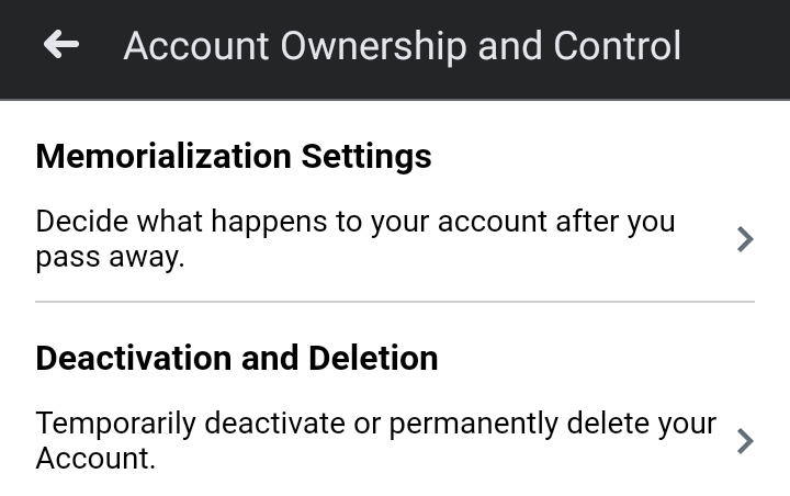 How to delete Facebook account — Deactivation and Deletion.”