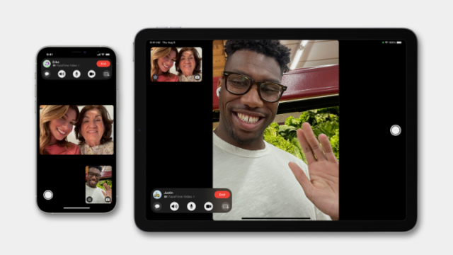 An iPhone FaceTime with an iPad